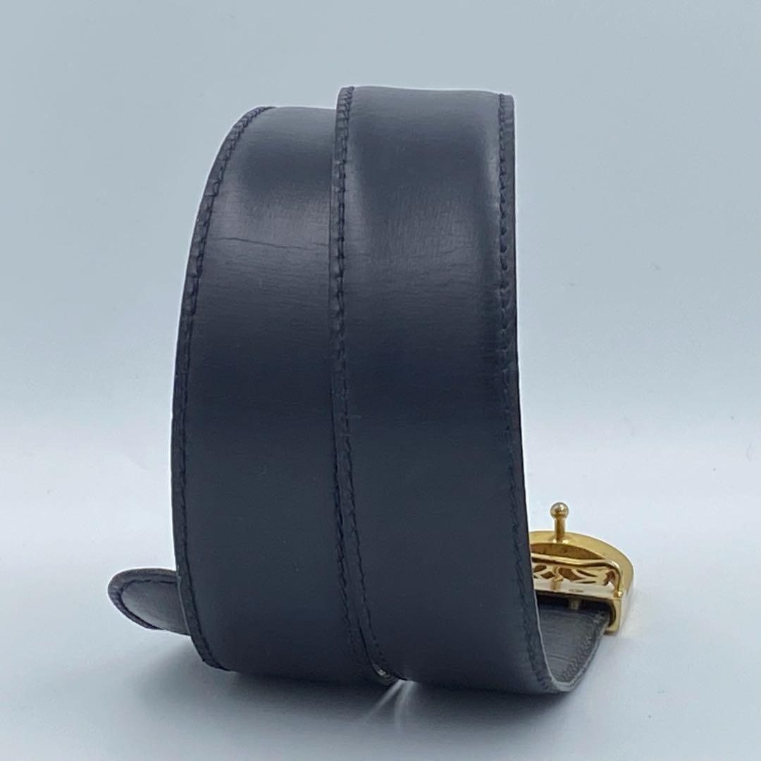 ✨希少✨ロエベ　ベルト　アナグラム　レディース　レザー　ダークネイビー