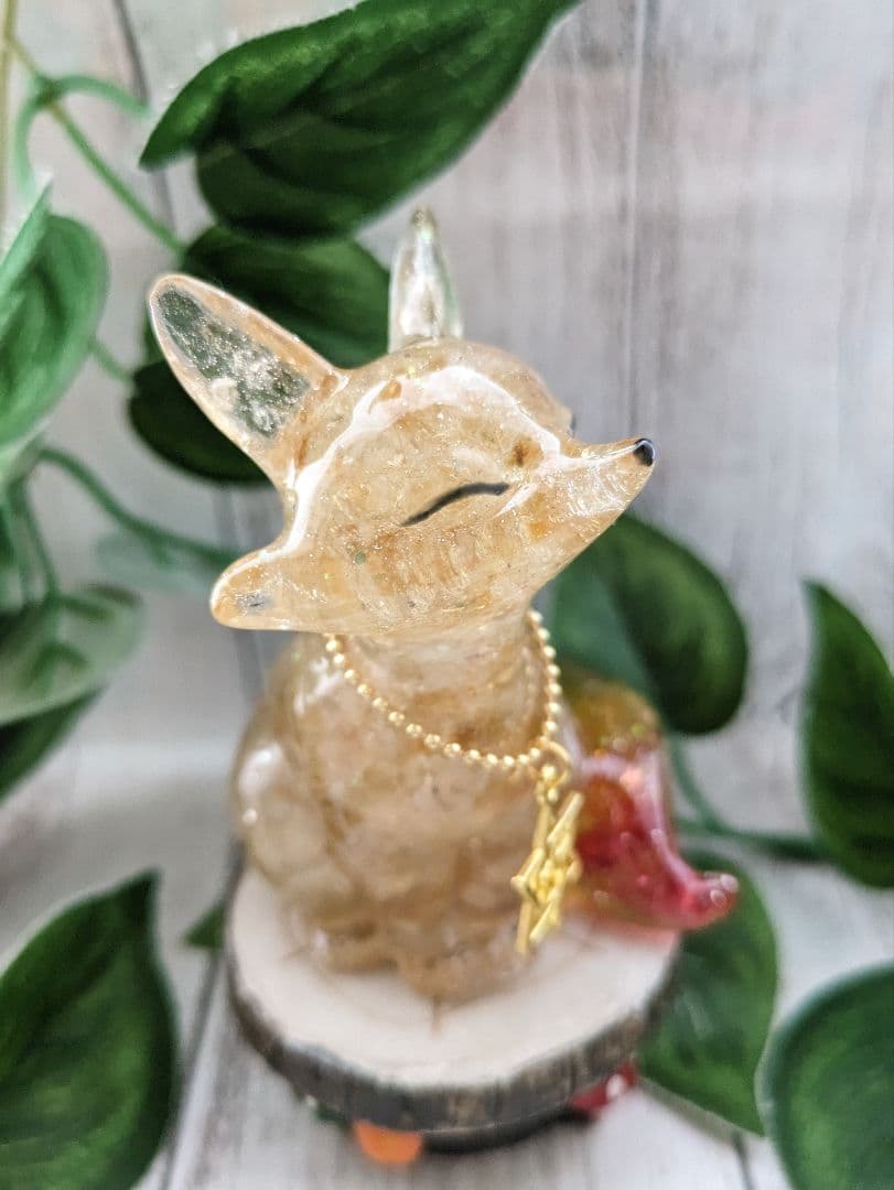 【Milky】虹色しっぽ！シトリンのきつねさん形オルゴナイト☆他２点