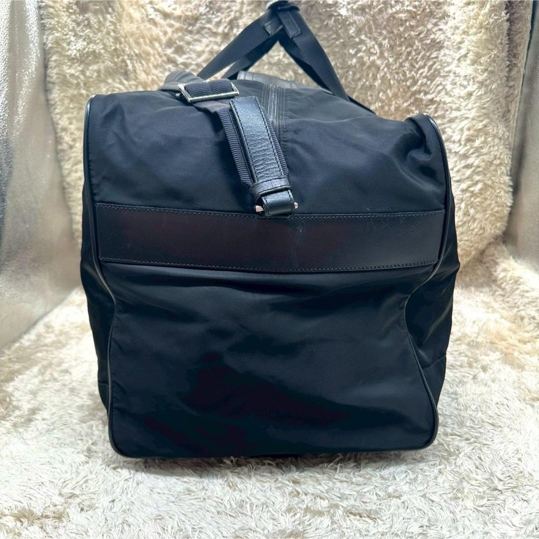 【美品】プラダ ボストンバッグ ブラック ナイロン 三角ロゴ ユニセックス