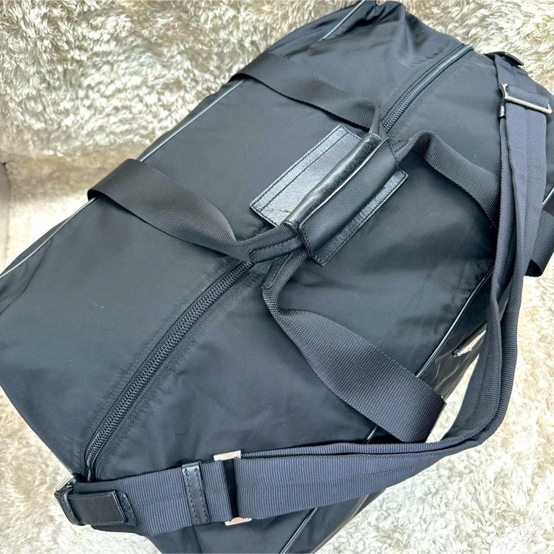 【美品】プラダ ボストンバッグ ブラック ナイロン 三角ロゴ ユニセックス