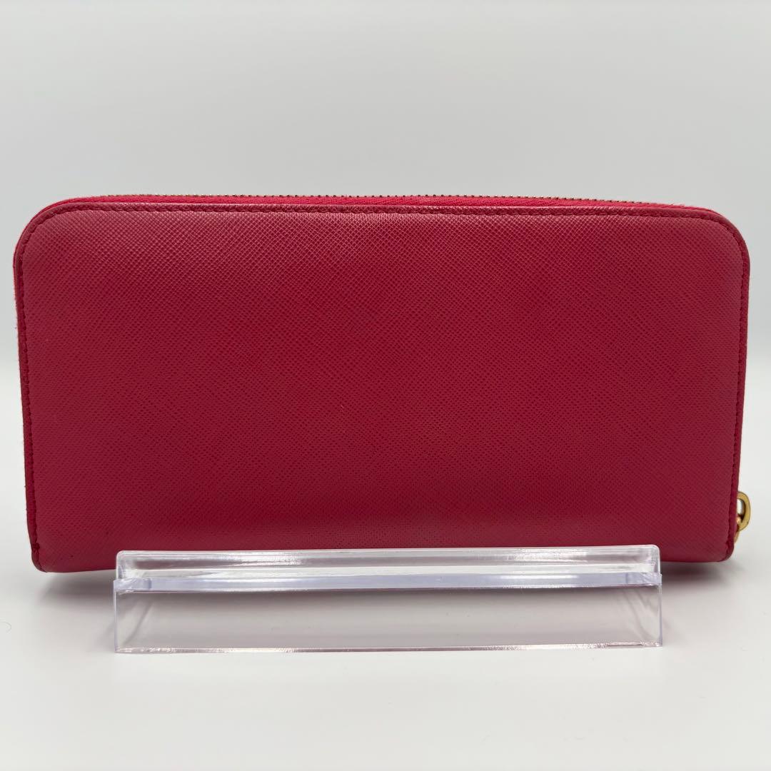 【美品】PRADA 長財布 ラウンド リボン メタルロゴ サフィアーノレザー