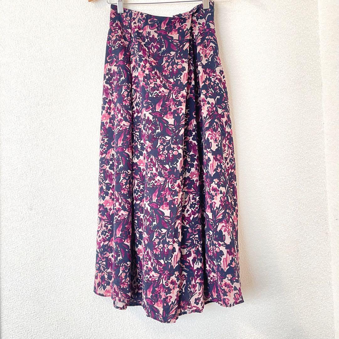 アナイ 38 アートフローラルプリント ブラウス アシメパンツ セットアップ