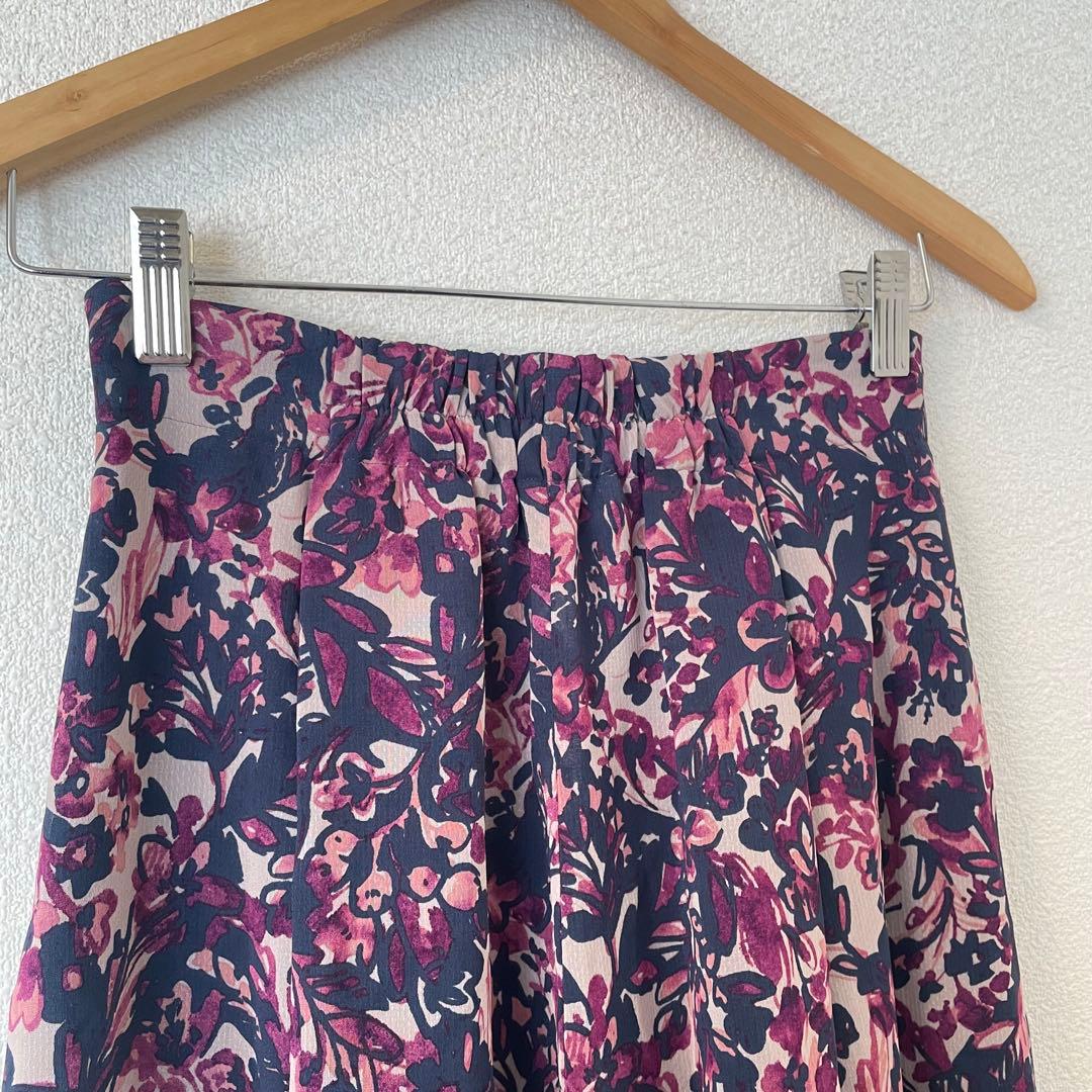 アナイ 38 アートフローラルプリント ブラウス アシメパンツ セットアップ