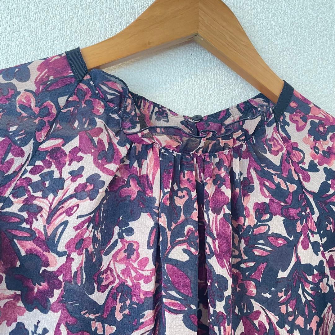 アナイ 38 アートフローラルプリント ブラウス アシメパンツ セットアップ