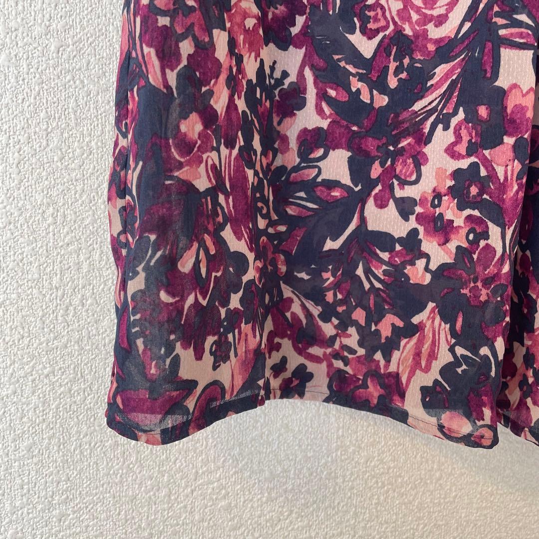 アナイ 38 アートフローラルプリント ブラウス アシメパンツ セットアップ