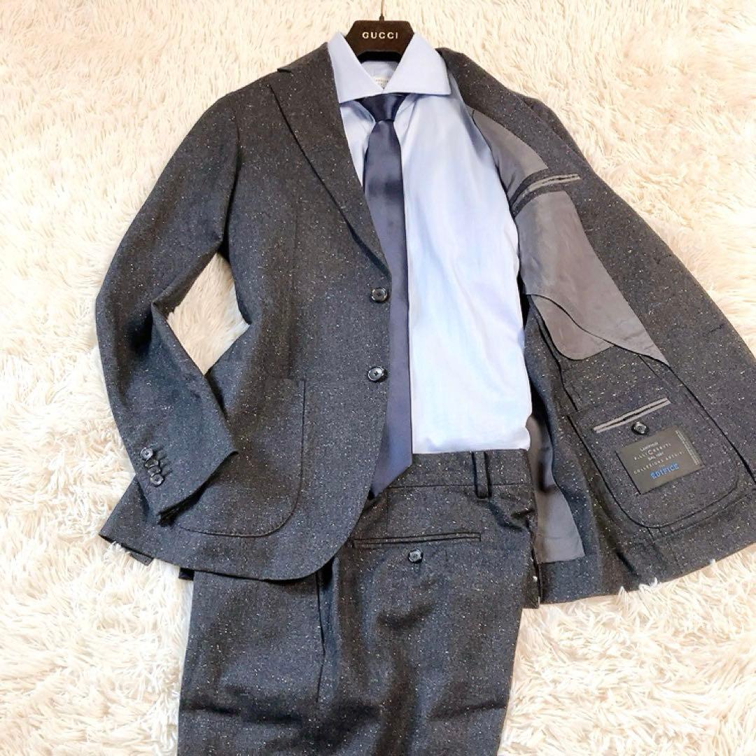 【超美品・伊生地】EDIFICE　スーツ　CERRUTI　46　春夏秋　シルク