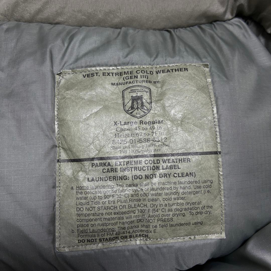 V*h様 LEVEL7 ECWCS プリマロフト ベスト グレー XL BAF製