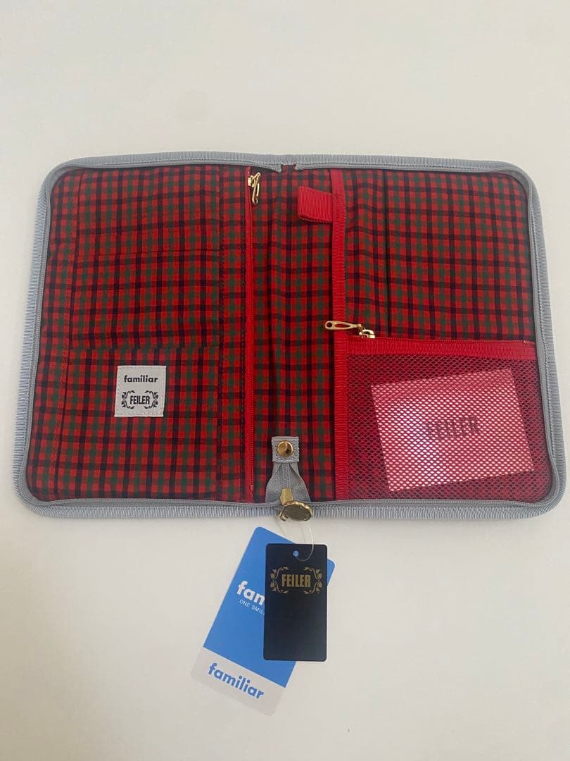 フェイラー　ファミリア　マルチケース　赤チェック　タグ付き　新品未使用