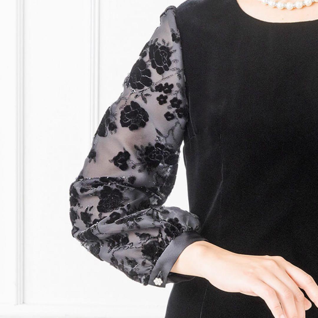 ソワールドルチェ　東京ソワール　SOIR オパール袖のベルベットワンピース