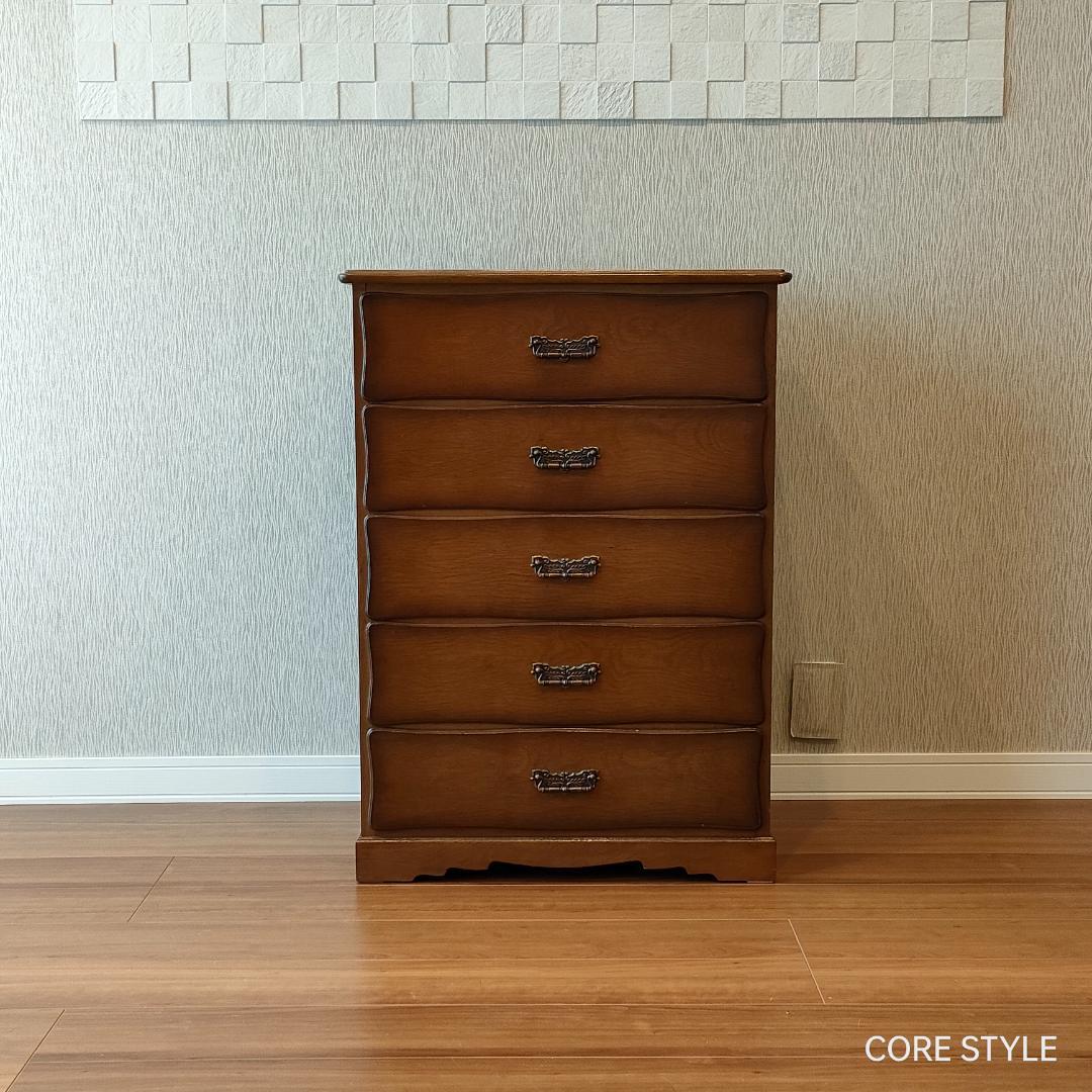 起立木工　サイドキャビネット　アンティーク　サクラ天然木　 5杯　S2