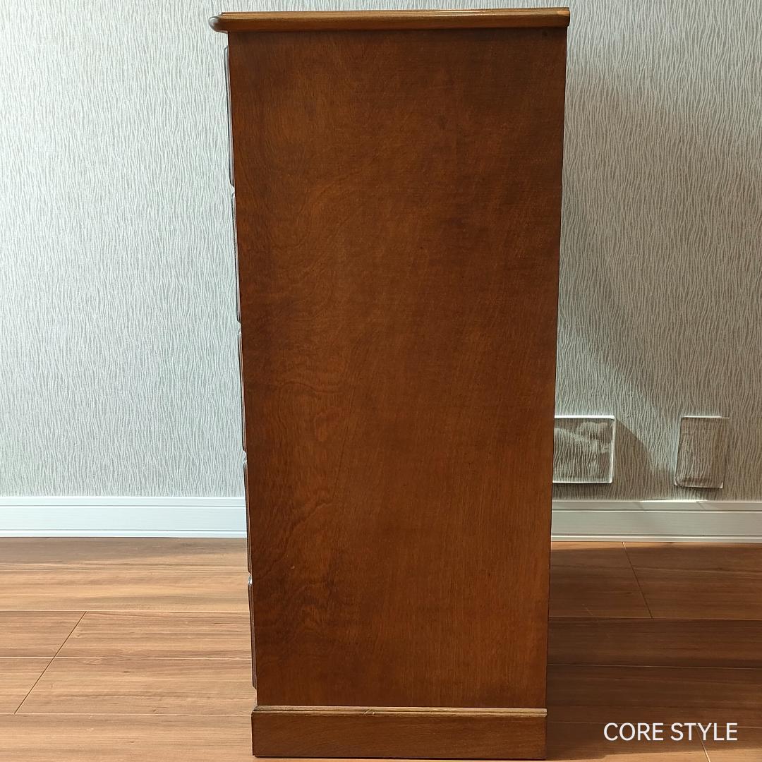 起立木工　サイドキャビネット　アンティーク　サクラ天然木　 5杯　S2