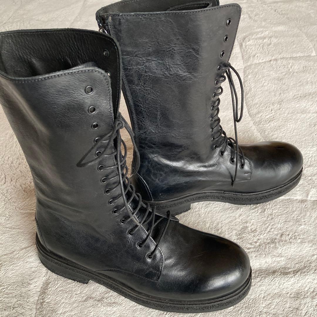 未使用品　HISTRY541 レザーレースアップブーツ　 イタリア製　ブラック