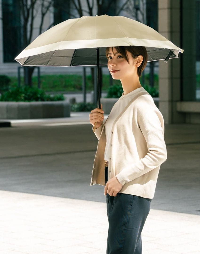 芦屋ロサブラン２段折たたみ日傘 　 ミドルコンビ 55cm