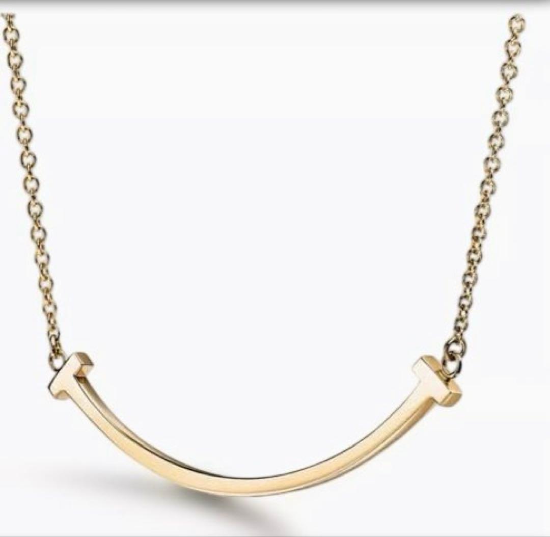 美品★TiffanyティファニーTスマイルネックレス　スモール　イエローゴールド