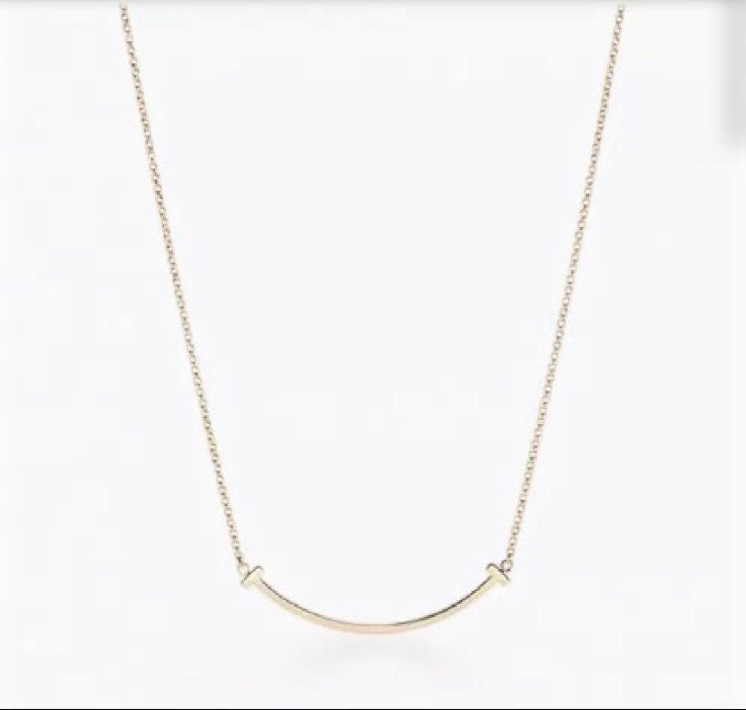 美品★TiffanyティファニーTスマイルネックレス　スモール　イエローゴールド