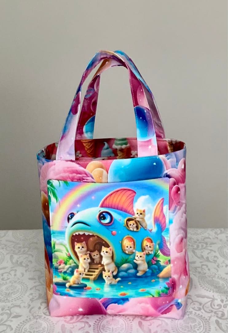 チロスケ　猫ちゃん　(両面パネル)トートバッグ