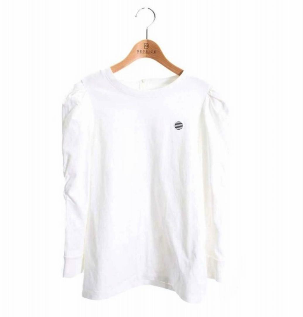 ジャスミン　ボーダーズアットバルコニー　パフスリーブ ホワイト カットソー