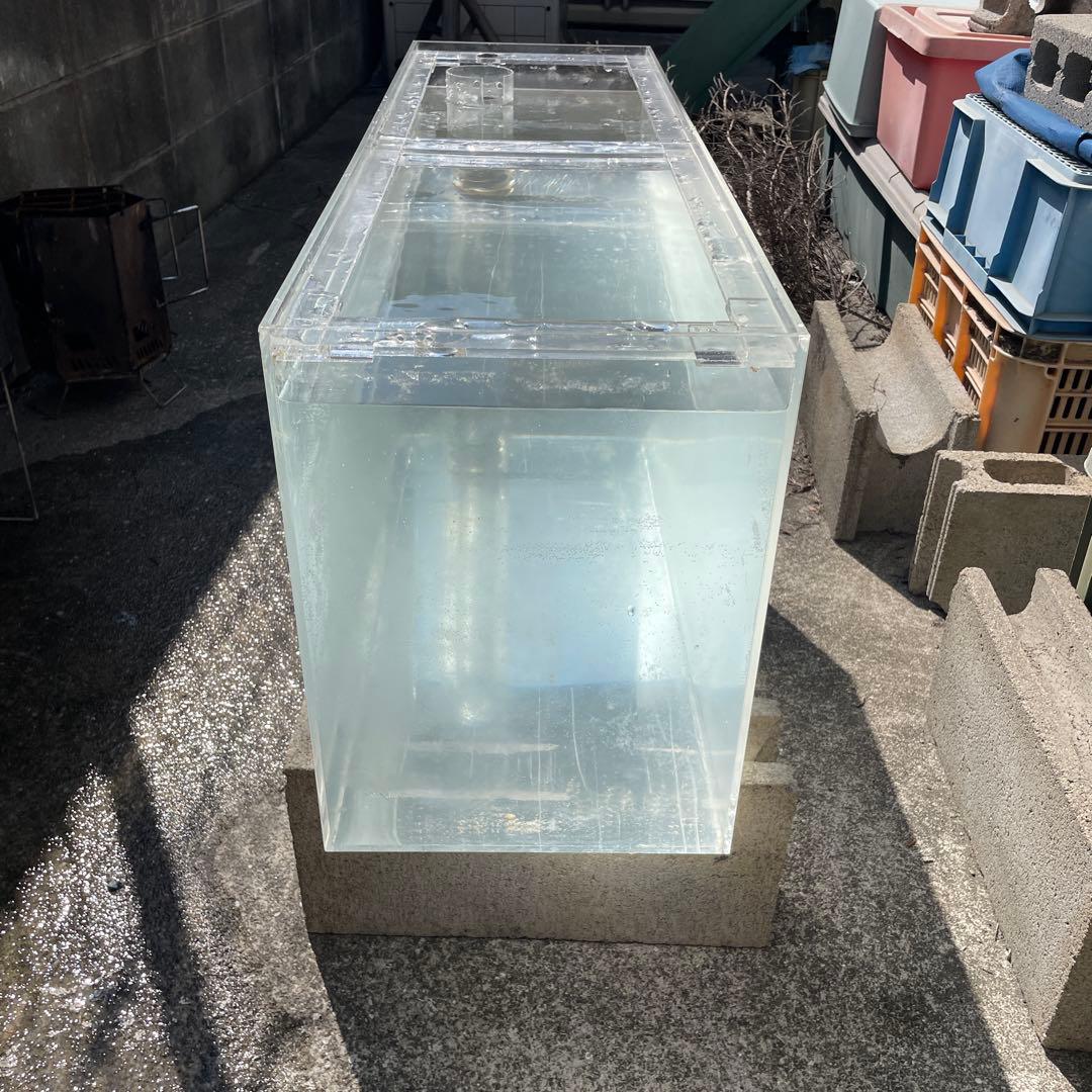 アクリル製オーバーフロー水槽 幅90cm高さ38cm奥行28cm特注水槽 送料込