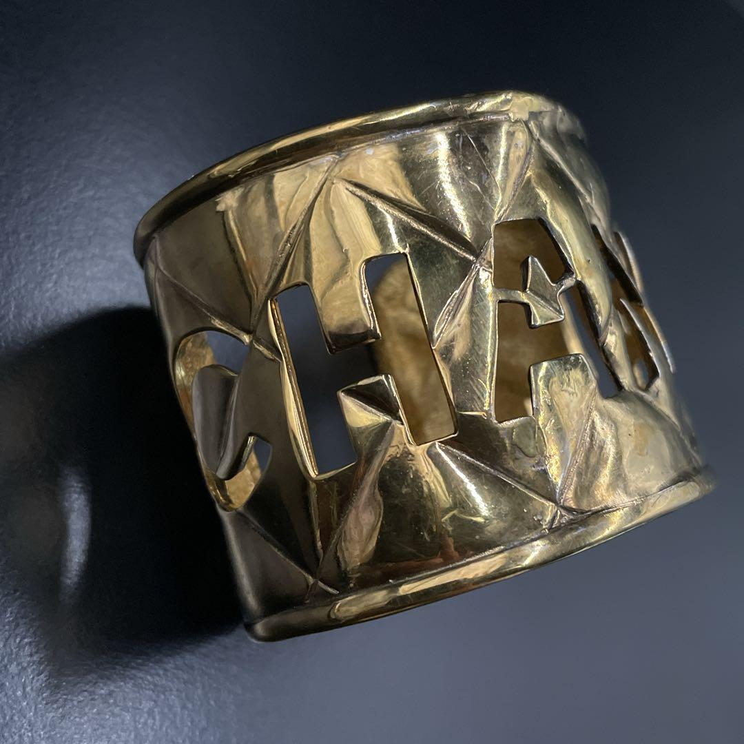 入手困難　鑑定済み　オールド　シャネル　バングル　マトラッセ　ロゴ　ゴールド