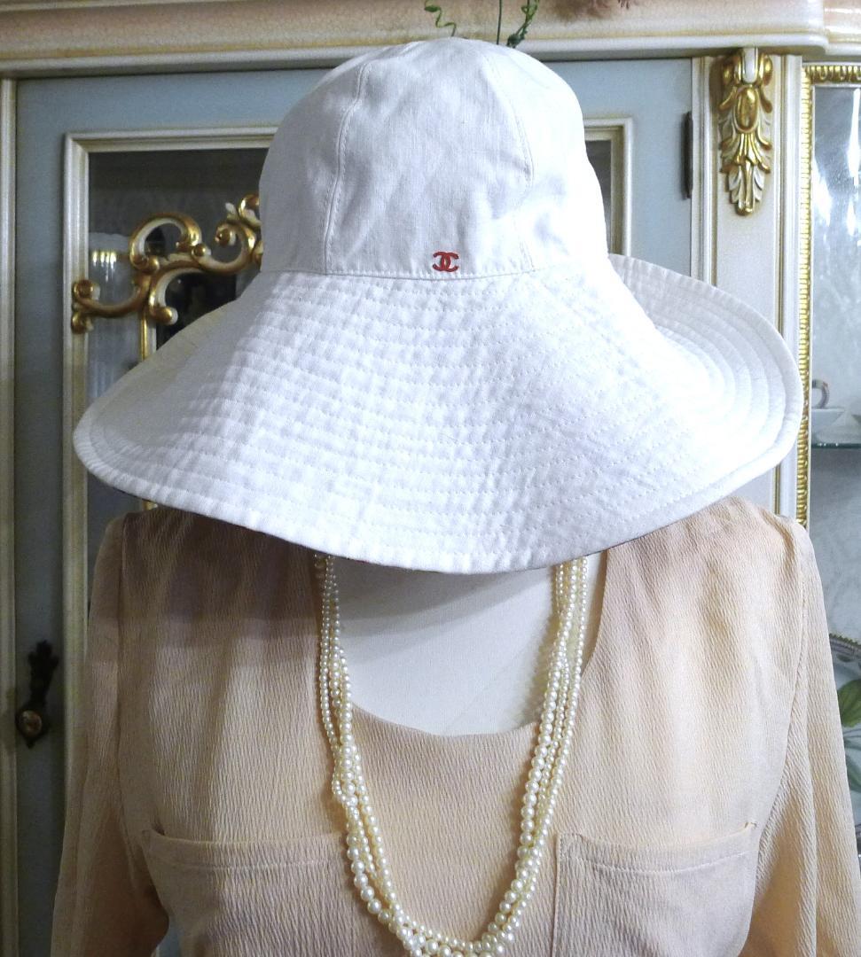 最終価格◇【シャネル】大きなカメリアがアクセント！ホワイトカラーコットンハット◇