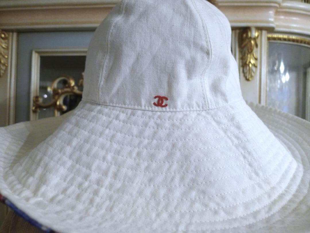 最終価格◇【シャネル】大きなカメリアがアクセント！ホワイトカラーコットンハット◇
