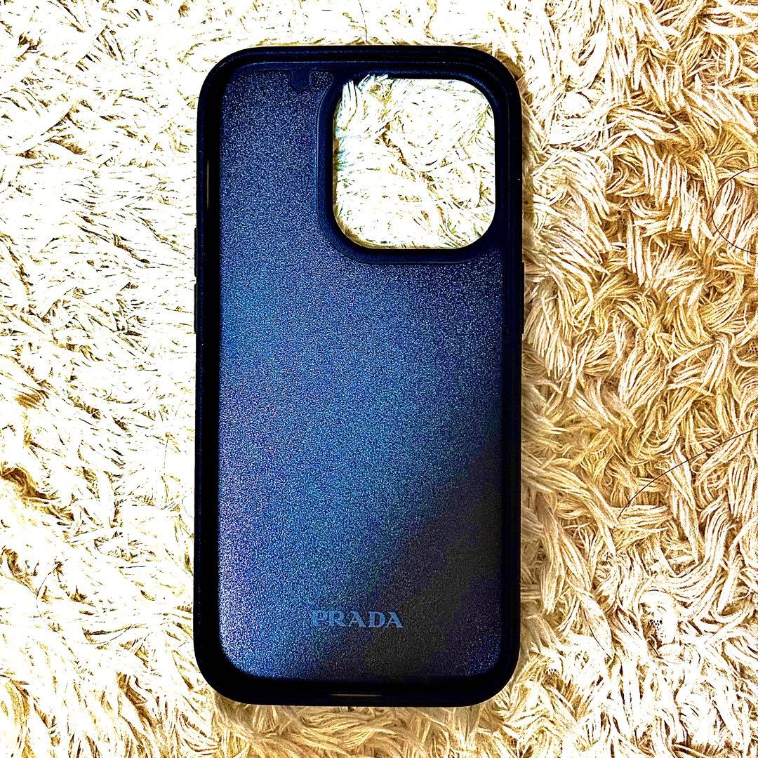 新品未使用 PRADA ブラックレザー iPhone14Proケース