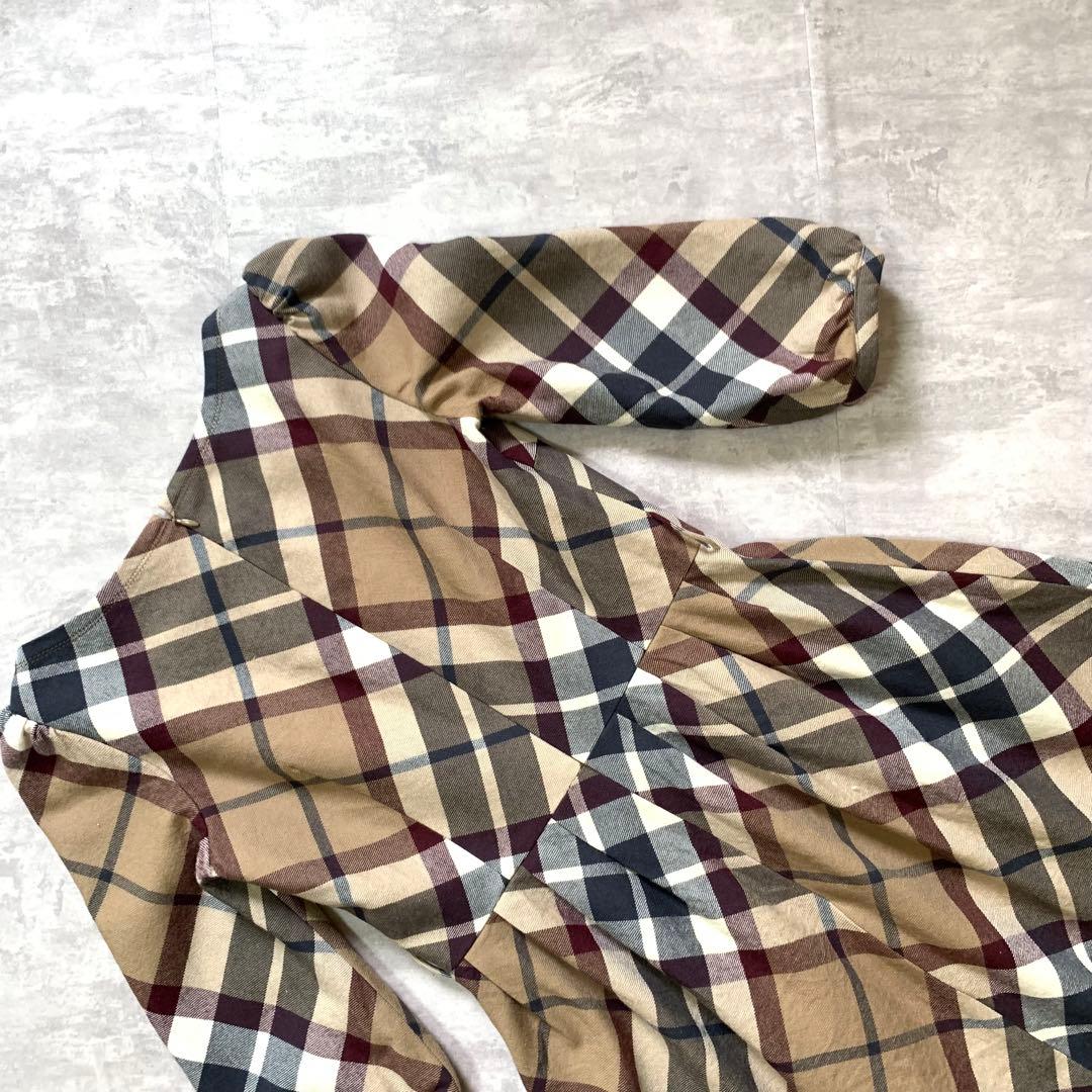 チェック柄長袖ワンピース