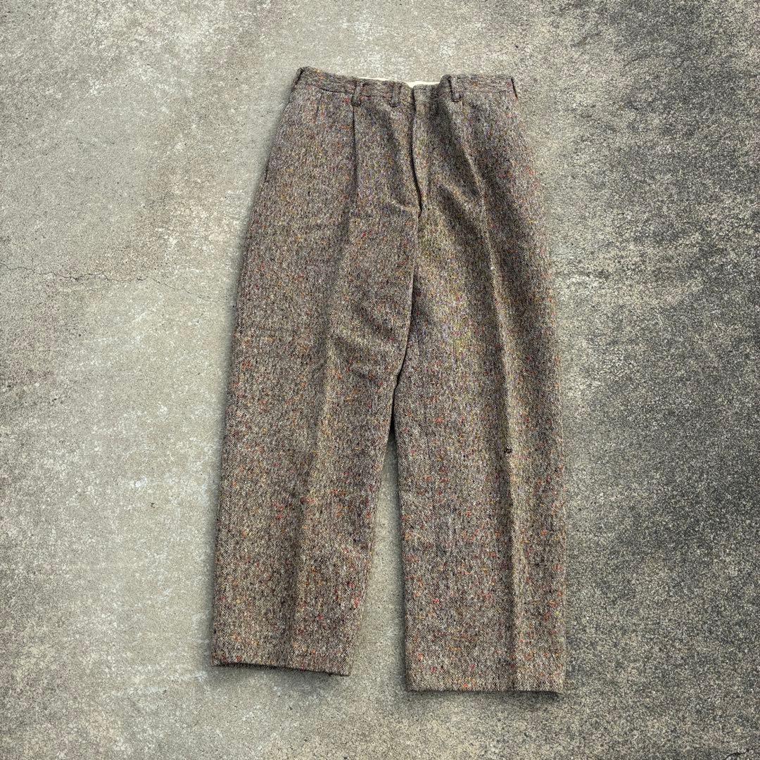 パンツ 60s-70s TALONzip marble wool wide slacks
