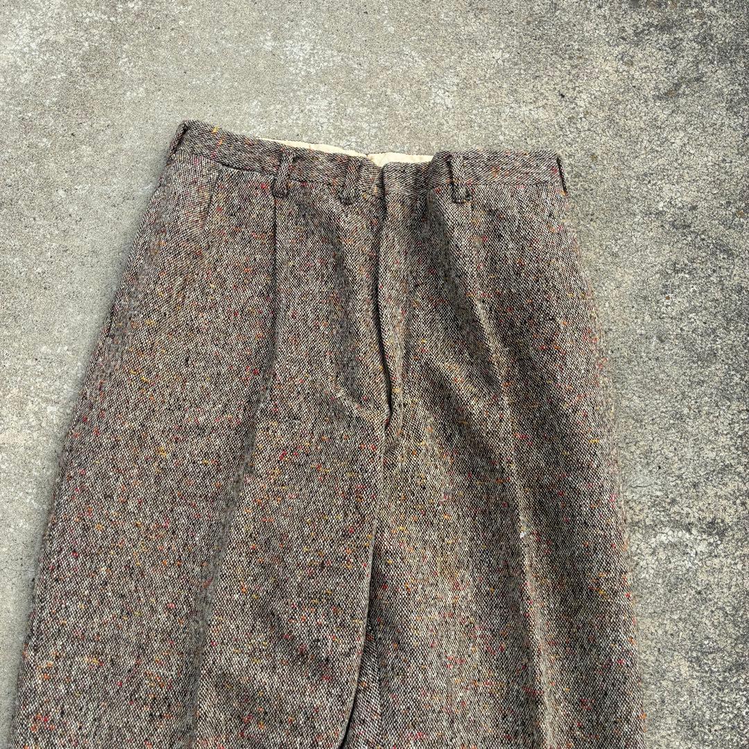 パンツ 60s-70s TALONzip marble wool wide slacks