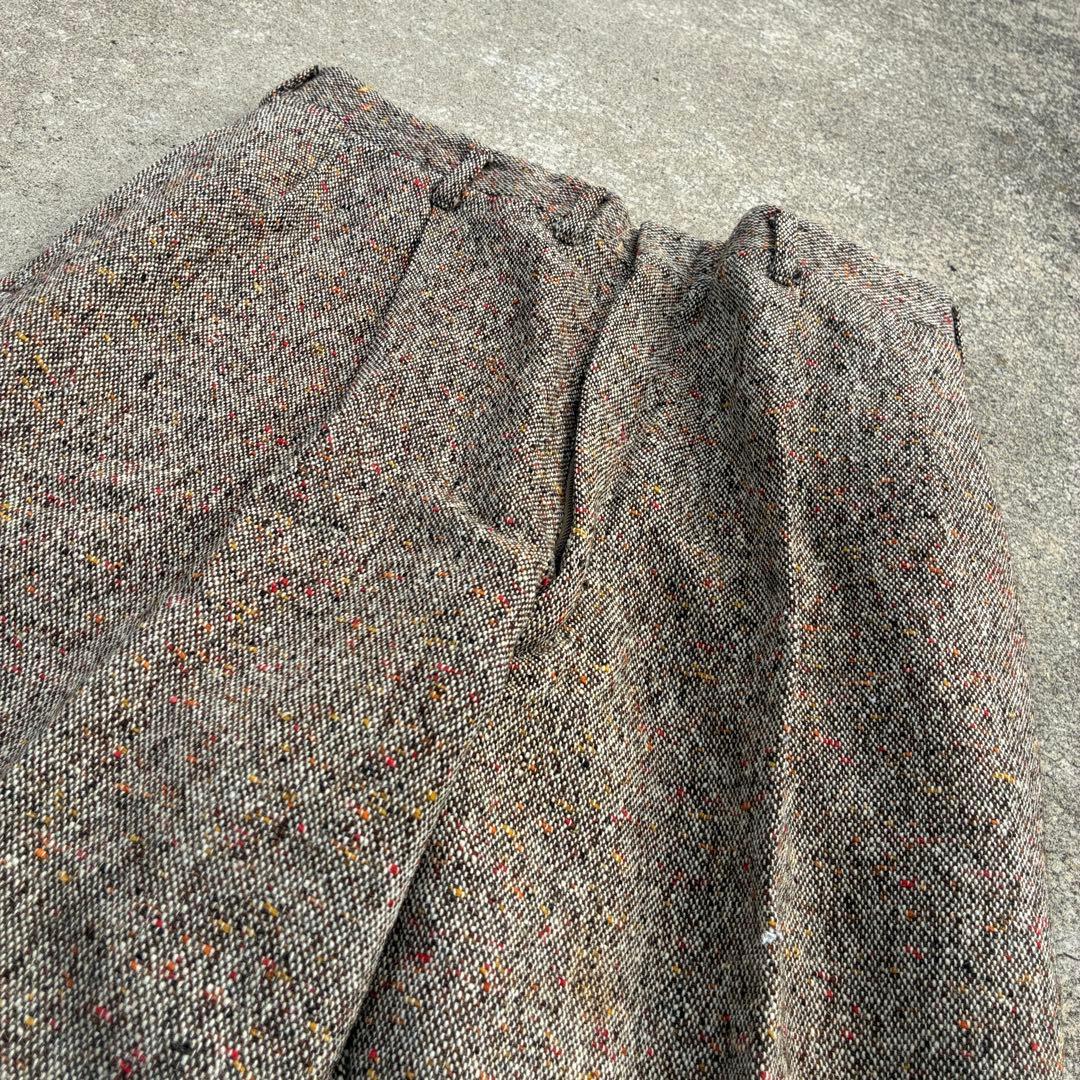 パンツ 60s-70s TALONzip marble wool wide slacks