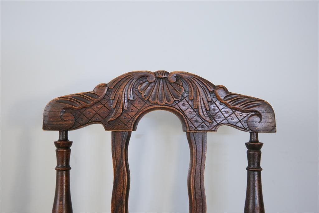 フランスアンティーク木製ダイニングチェア/ラッシュシートイス(90-43-6)