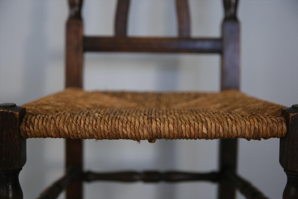 フランスアンティーク木製ダイニングチェア/ラッシュシートイス(90-43-6)