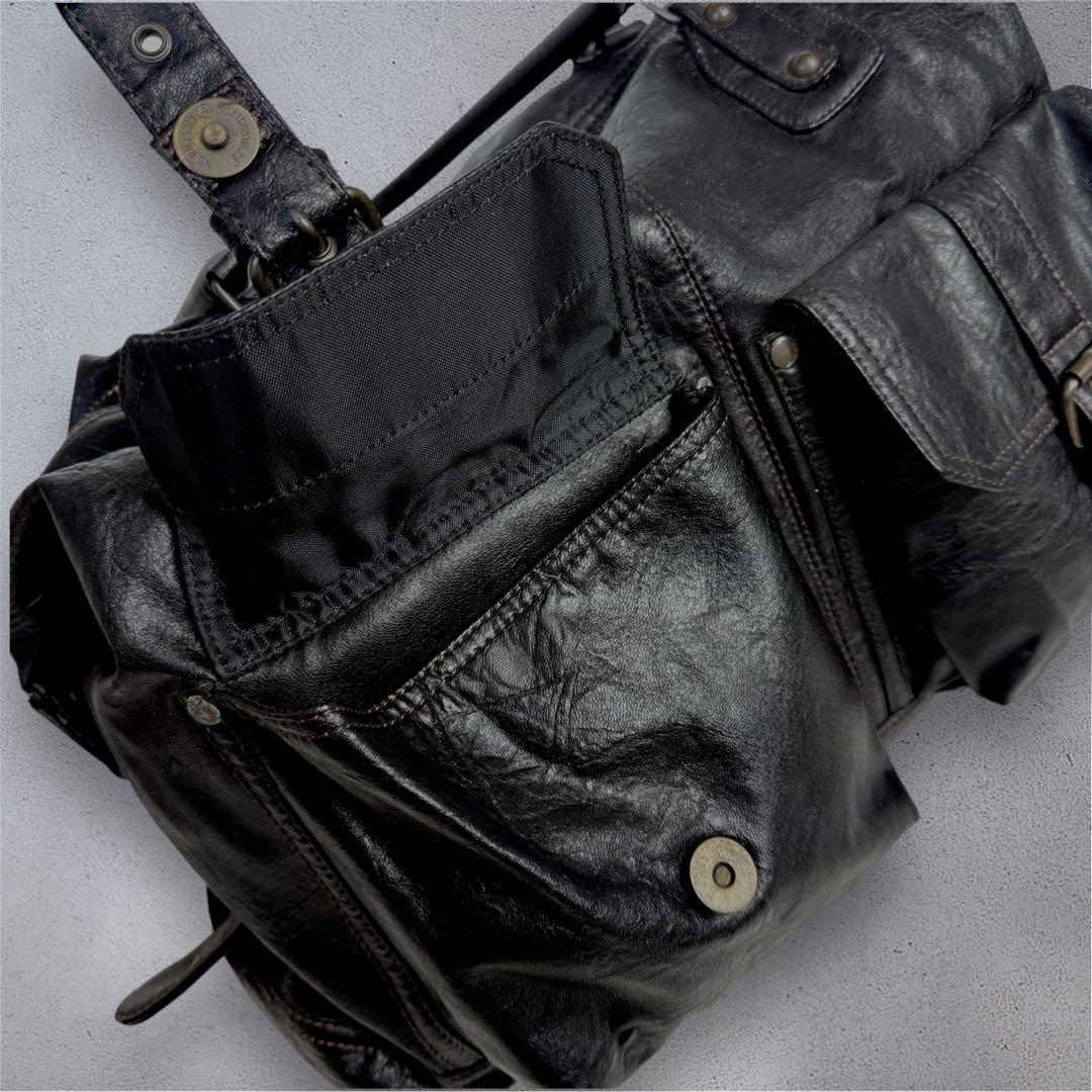 バッグ y2k archive leather Bostonbag black 00s