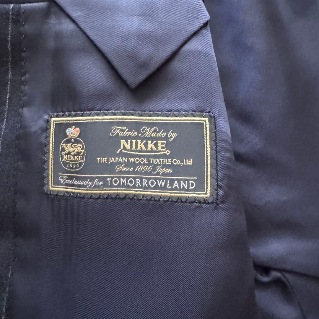 【トゥモローランド】スーツ　ストライプ NIKKE生地　紺色　48