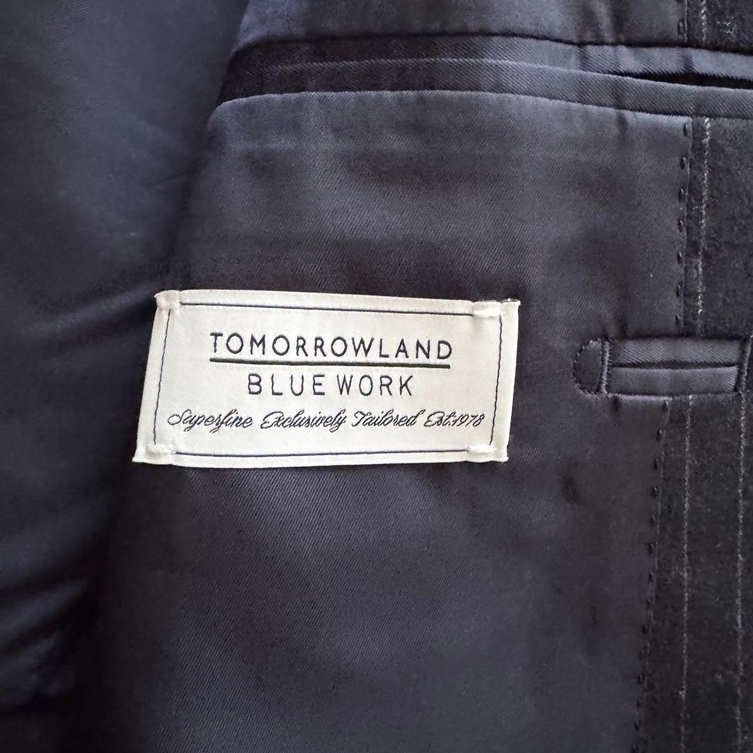 【トゥモローランド】スーツ　ストライプ NIKKE生地　紺色　48