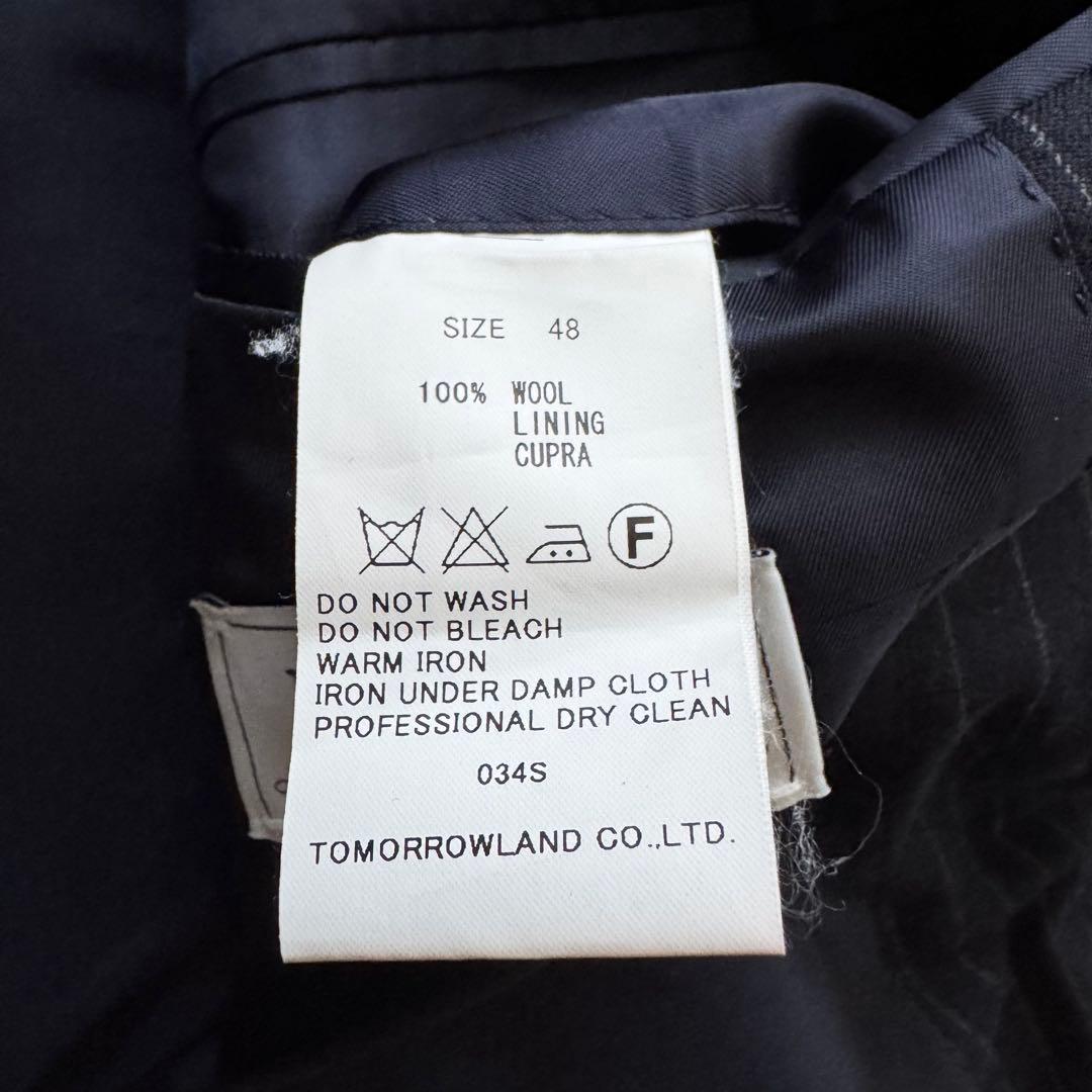 【トゥモローランド】スーツ　ストライプ NIKKE生地　紺色　48