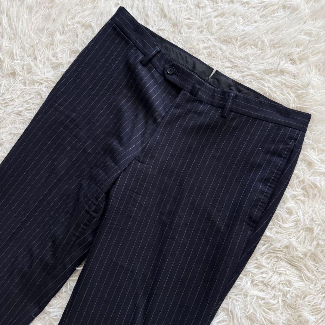 【トゥモローランド】スーツ　ストライプ NIKKE生地　紺色　48