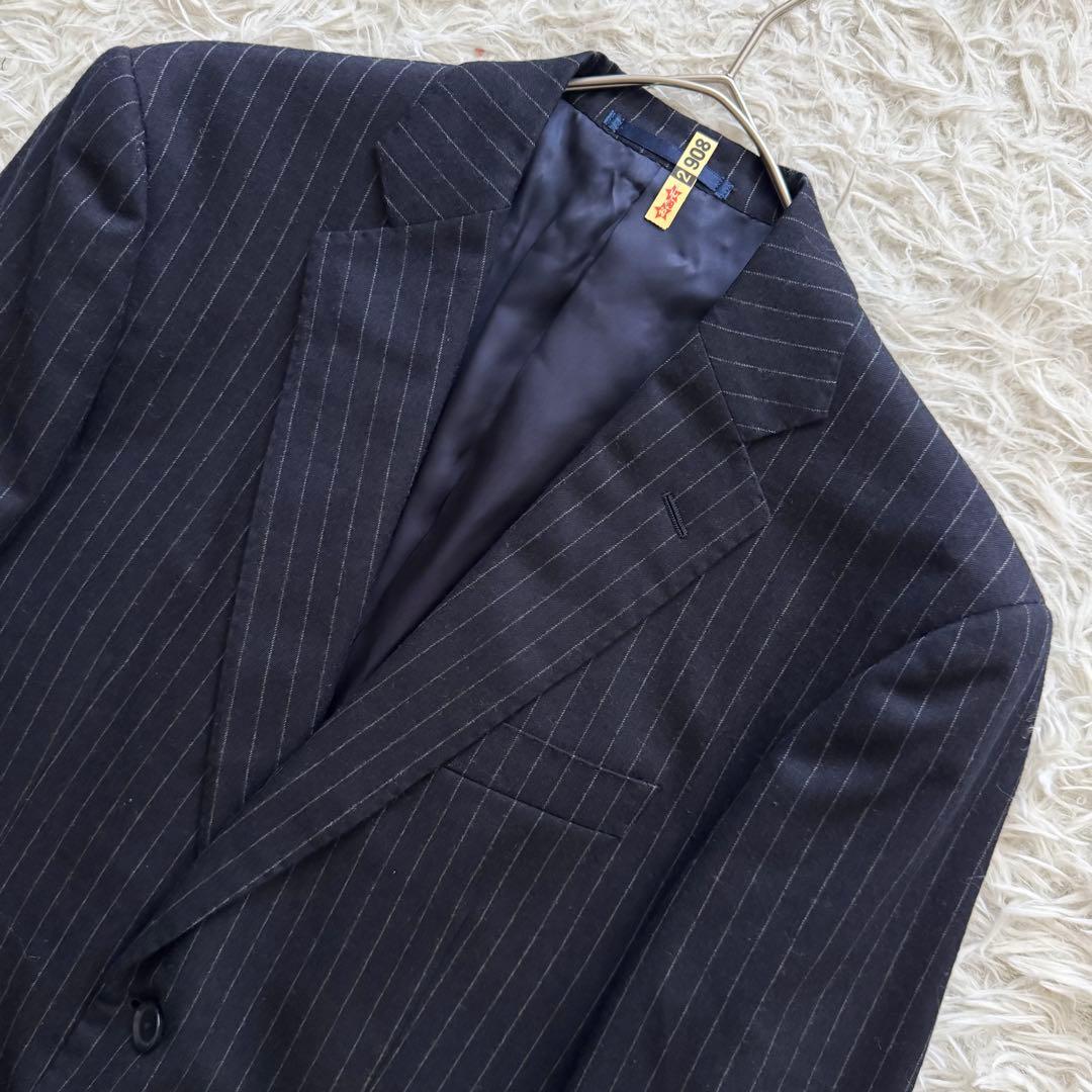 【トゥモローランド】スーツ　ストライプ NIKKE生地　紺色　48