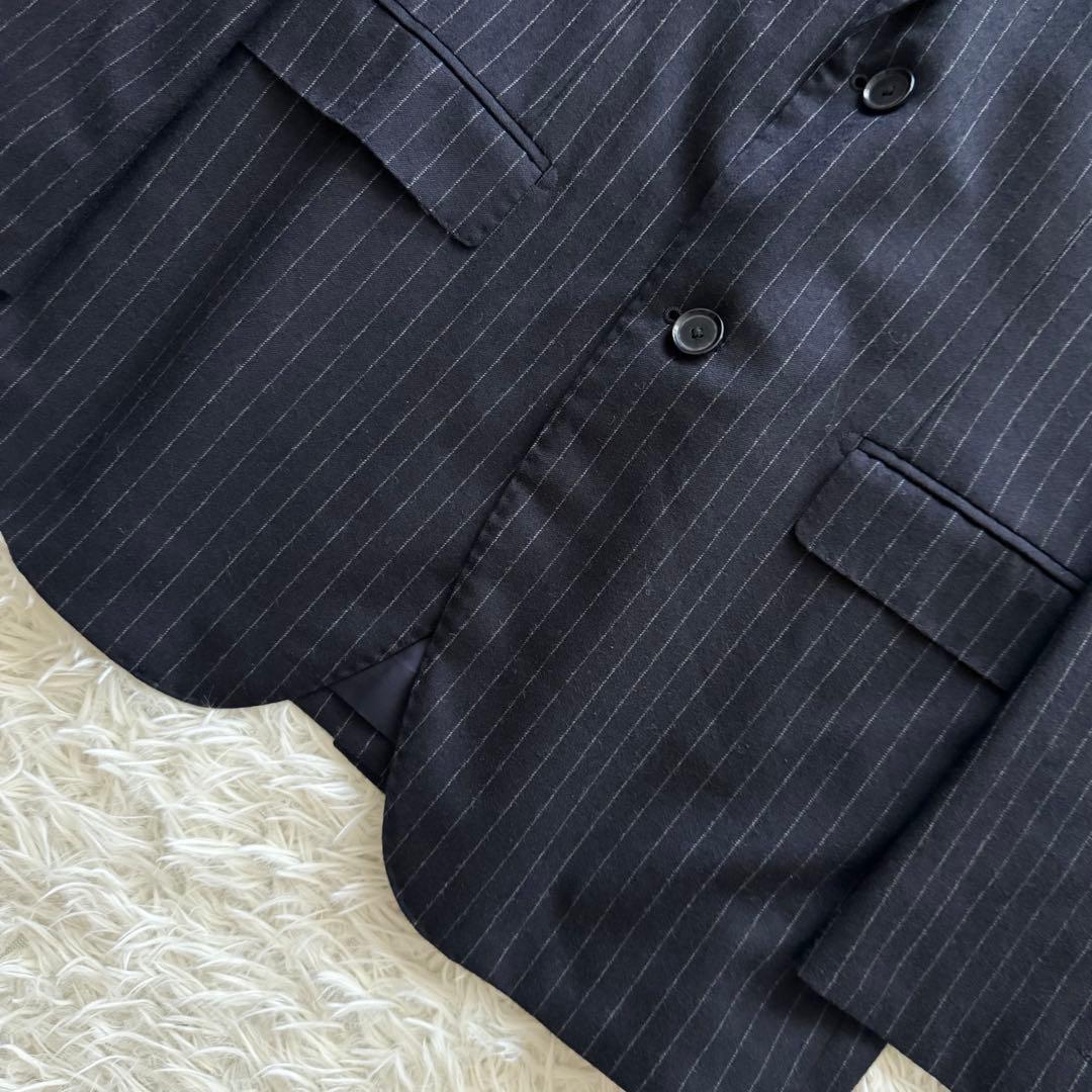 【トゥモローランド】スーツ　ストライプ NIKKE生地　紺色　48