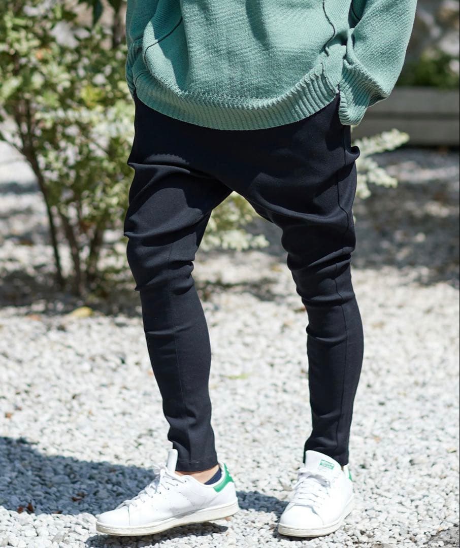 CAMBIOスーパーストレッチ ツイル サルエル テーパードシルエット パンツ