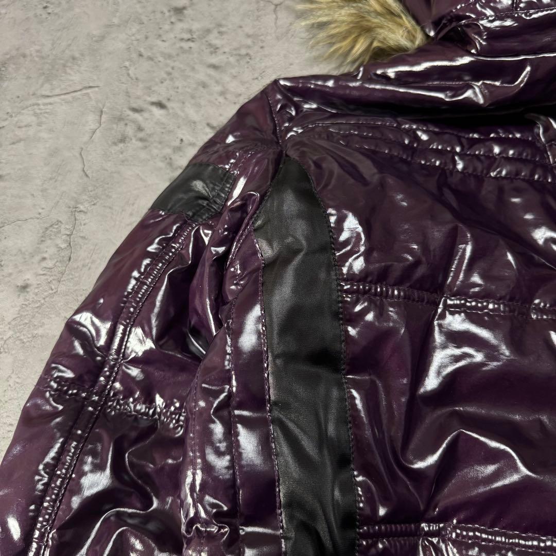 Y2K 光沢 ファー ジャケット 短丈 お兄系 ダークパープル