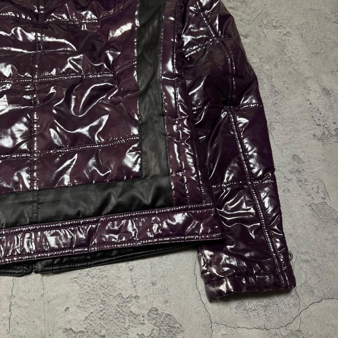 Y2K 光沢 ファー ジャケット 短丈 お兄系 ダークパープル