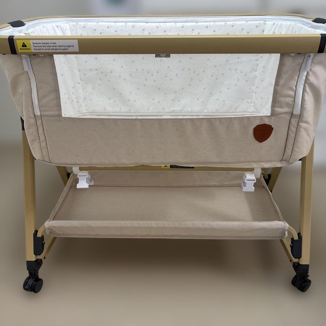 HZDMJ ベビーベッド　カーキ(ベージュ) 防水シーツセット