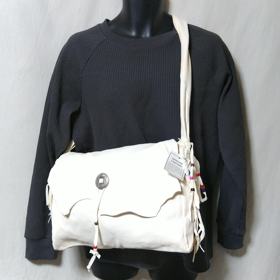 メ*ト様 ネイティブ 本革 ディアスキン ショルダーバッグ メキシコ製 デッドス