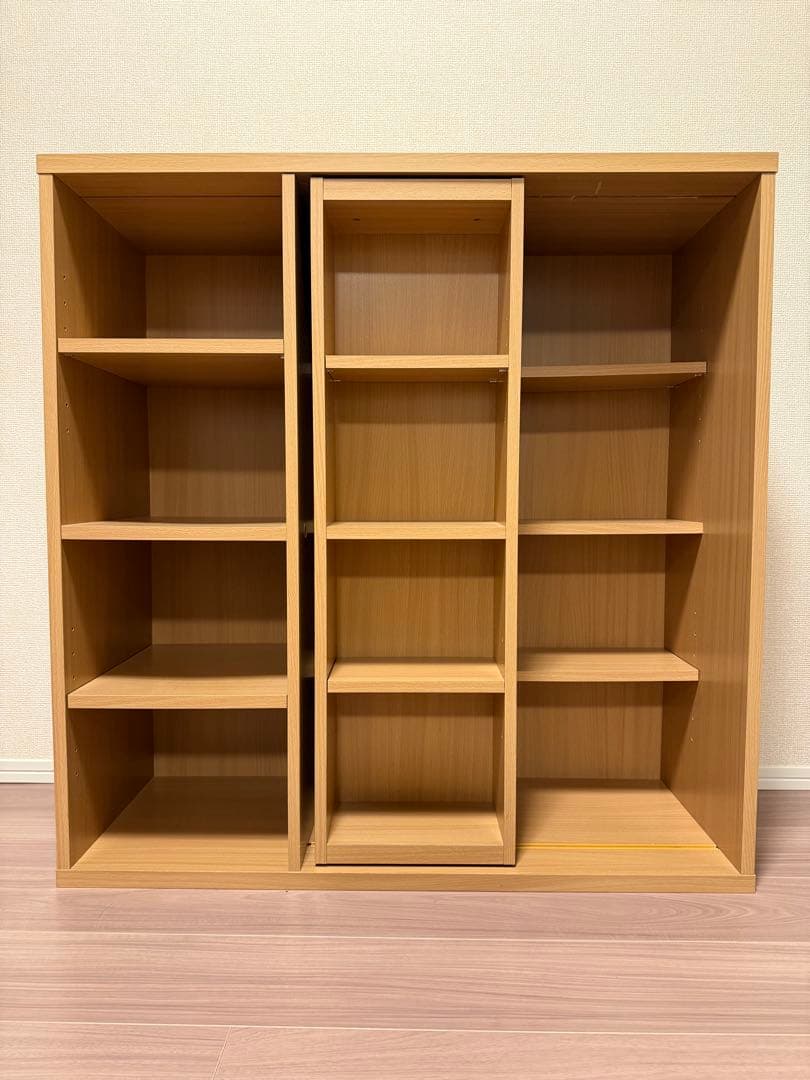 スライド式書棚奥深タイプ ナチュラル
