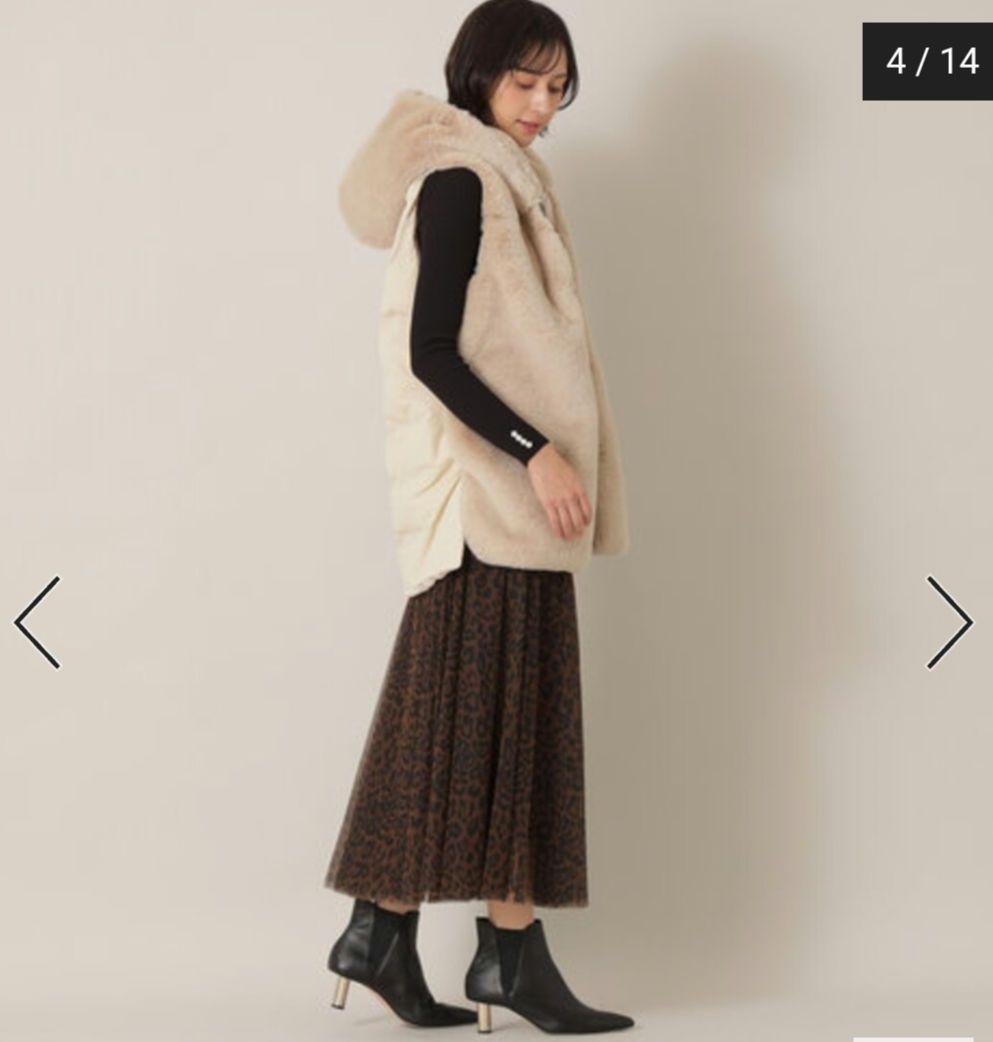 美品 EPOCA THE SHOP フェイク ファー フード 切り替え ベスト