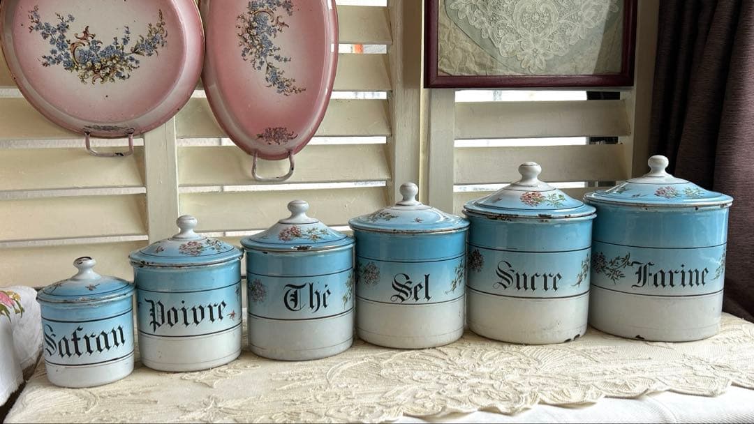 お値下げしました‼️ フランスアンティーク　ホーローキャニスター6 個set