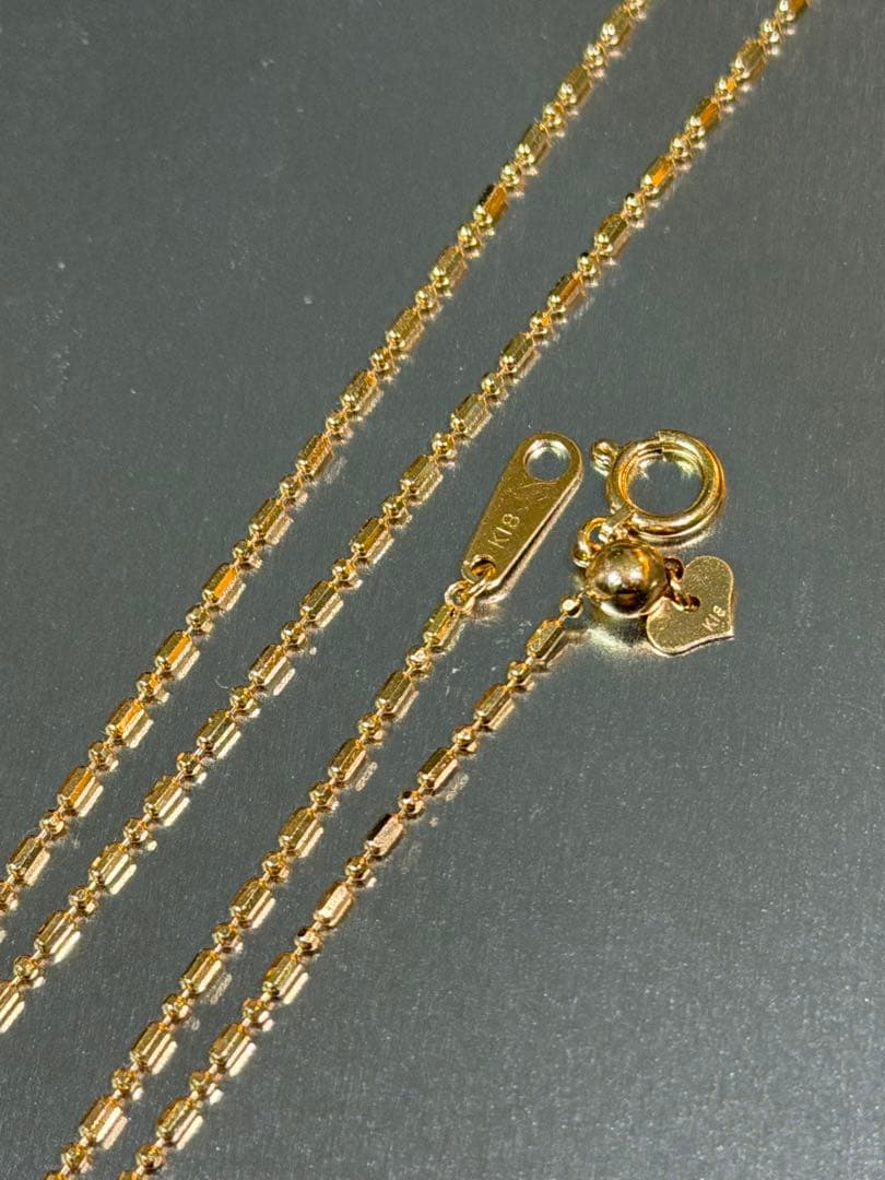 k18 18金 カットシリンダー チェーン ネックレス K18 45㎝ 3g