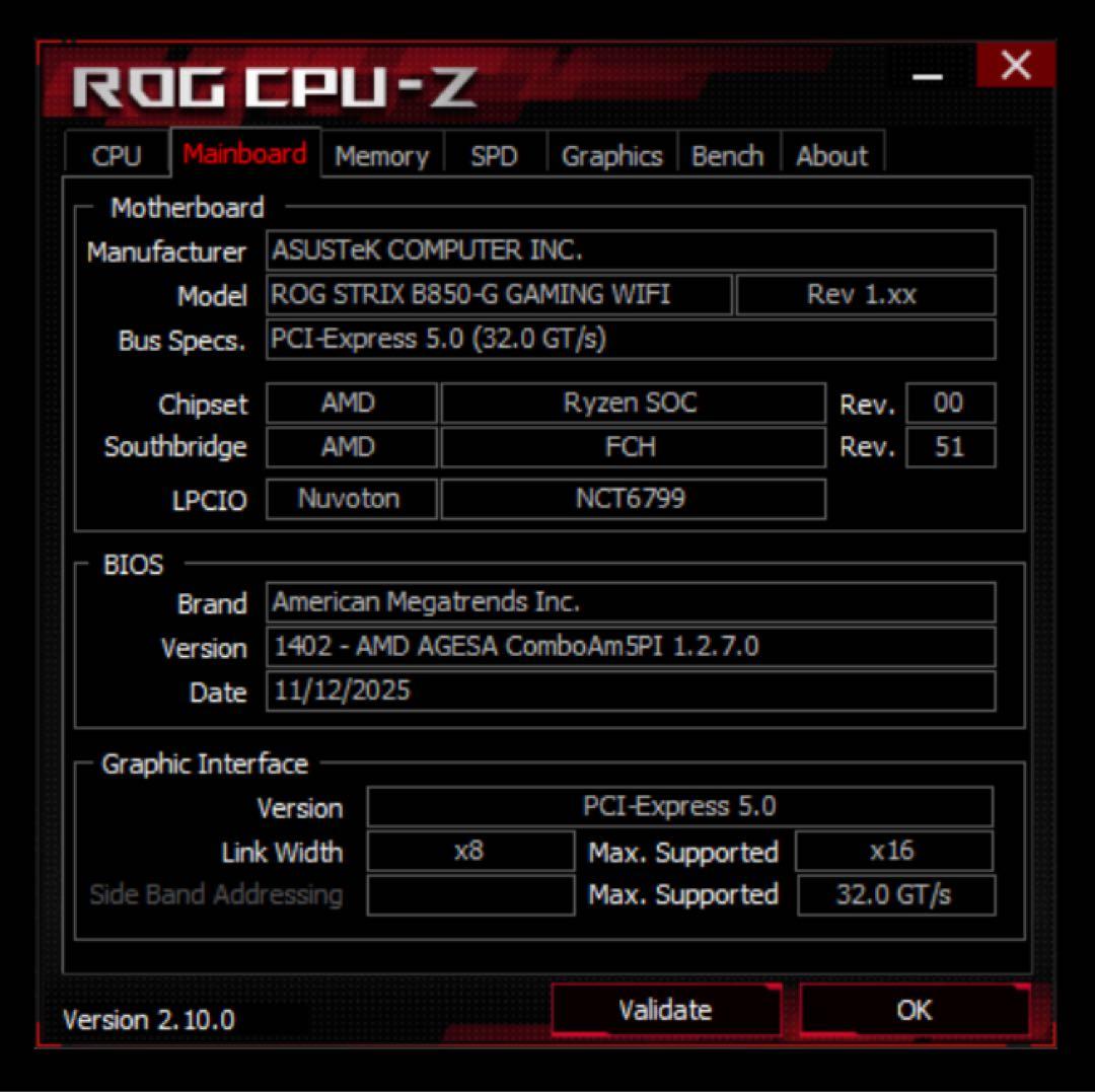 ASUS ROG STRIX B850-G GAMING WIFI マザーボード