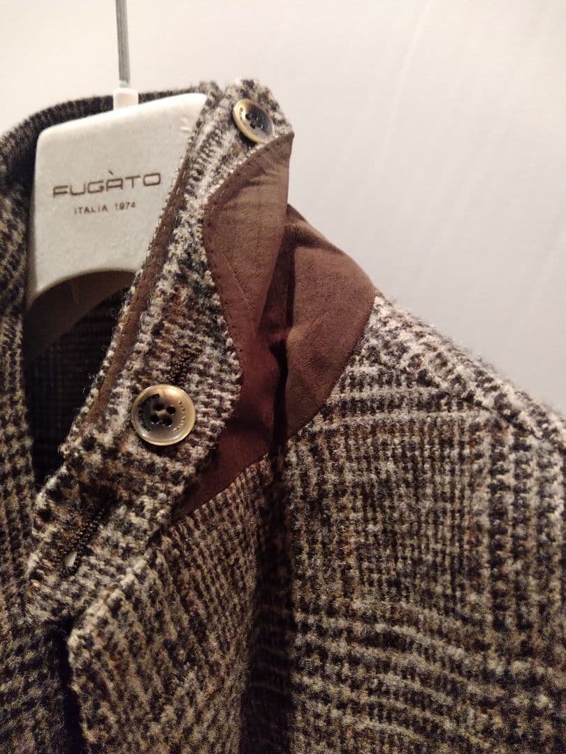 イタリアFUGATOフガートグレンチェックジャケット/ブラウン
